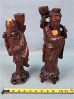 2- 13" Foreign Candle Holder Carvings