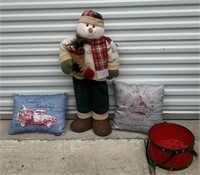 Tall Snowman NWT, Basket & Pillows