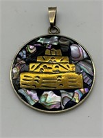 Sterling, Copper & Brass Abalone LG Pendant