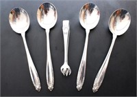 STERLING SILVER SOUP SPOONS and SUGAR TONGS