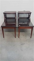 PAIR OF DEILCRAFT STEP TABLES WITH GLASS TOPS