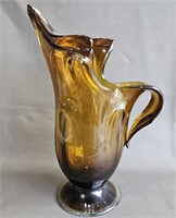 Vintage Blown Glass Pitcher -BOHO Decor