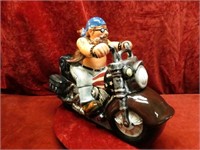 Biker motorcycle cookie jar.