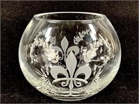 Round Etched Glass Bowl Vase
