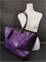 Hartmann Purple Faux Alligator Skin Design Bag