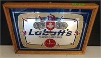 Labatt's Framed Mirrored Back Beer Sign Clock