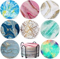 Colorful Ceramic Stone Coasters - Set of 8
