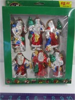 GLASS SANTA ORNAMENTS