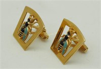 Pair Men's Gold Bee Designer Overlay Cuff Links