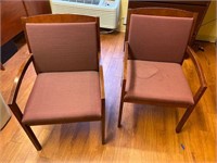 Set of 2 office side chairs burgundy seat used