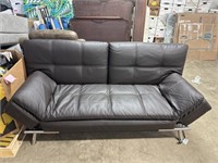 Brown leather futon with USB and power supply