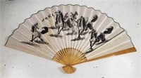 Paper Fan with Horses Asian Large