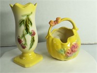 Hull Strawberry Vase & Pansy & Butterfly Basket