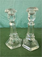 7.5"  pair of Studio glass candlestick holders