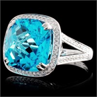 8.74ct Topaz & 0.25ctw Diamond Ring in 18K Gold