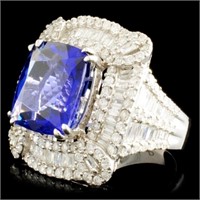 9.30ct Tanzanite & 3.13ctw Diamond Ring in 18K Gol