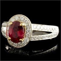 18K Ruby & Diamond Ring, 1.08ct & 0.55ctw