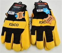 (2) NIP KINCO Lined Grain Deerskin Palm Gloves