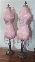 Pair of pink decorative bodices approx 22 inches