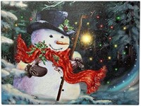BANBERRY DESIGNS Light Up Snowman Canvas Print LED