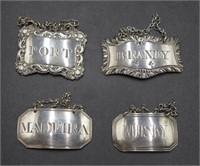 Four Georgian sterling silver decanter labels