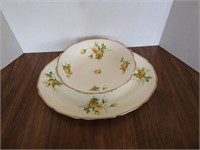 Vintage Yellow T Rose Serving platter & bowl
