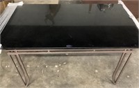 MARBLE DINING TABLE w WROUGHT IRON BASE