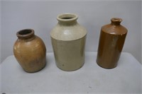 Stoneware Crocks & 1 Ink Jug