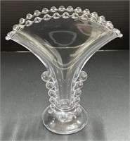 (AQ) Imperial Candlewick Glass Fan Vase. 9in H