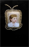 Antique Miniature Hand Painted Porcelain Portrait