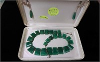 Antique Solid Jade Necklace + Earring Set 1930’s