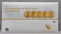 2013 1st Spouse Bronze 5 Medal Set.