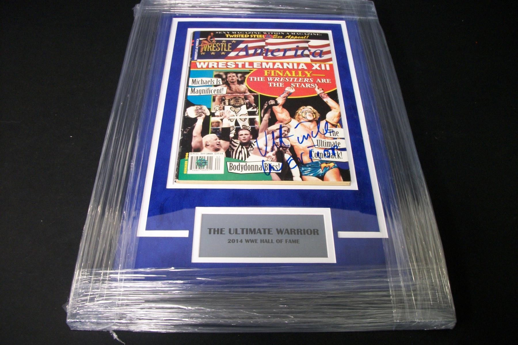 FRAMED ULTIMATE WARRIOR SIGNED MAGAZINE COA