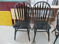 SET OF TWO BLACK WOOD CHAIRS