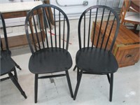 SET OF TWO BLACK WOOD CHAIRS