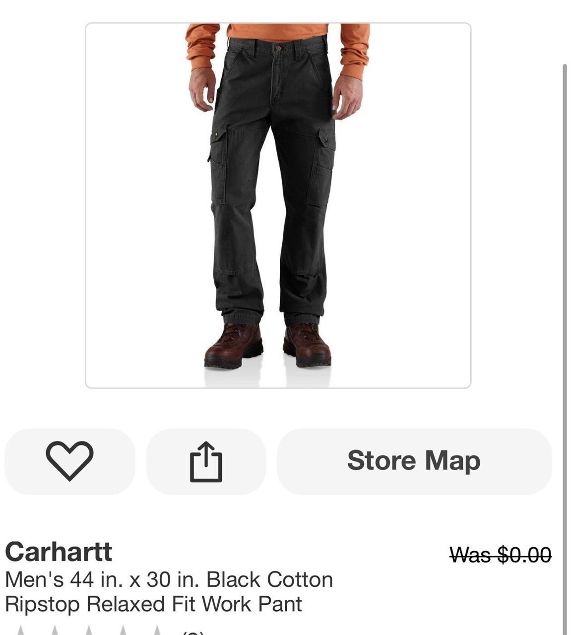 Carhartt Men's 44 in. x 30 in. Black Cotton