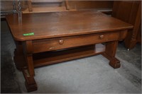 Antique Oak Library Table w/Drawer 42" Wide