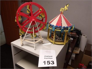 Miniature Carnival Carousel and Ferris Wheel