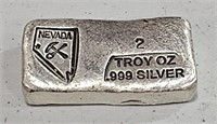 .999 Fine Silver 2 Troy oz -  Nevada Mining