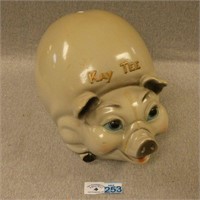 Chalkware Kay Tee Pig Bank- About 13" Long