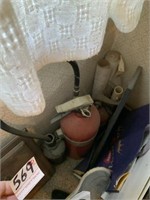 Antique Fire Extingusher and Contents of Corner