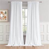 DUALIFE White Extra Long Blackout Curtains 52x108"