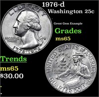 1976-d Washington Quarter 25c Grades GEM Unc