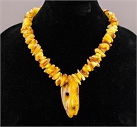 Chinese Butterscotch Amber Beads Necklace