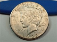 OF) 1922 S silver peace dollar