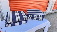 Striped Blue & White Seat Cushions
