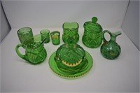 Lot of Vintage Green Glass