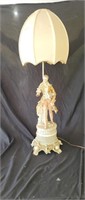 French Porcelain Hand Painted Figural Lamp