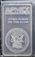 10 troy oz Apmex silver bar