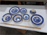 Willow Ware by Royal China. Eight Dinner Plates,